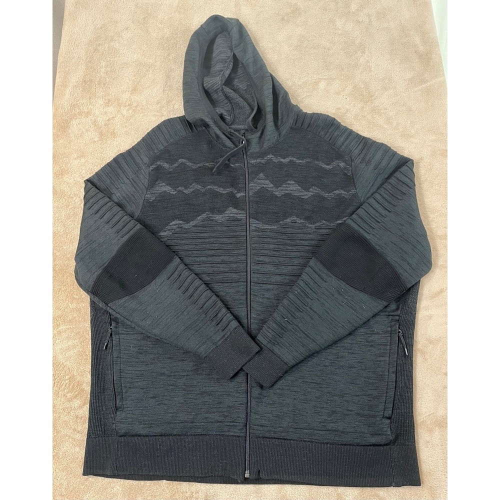 Smartwool Intraknit Wool Blend Fleece full-zip Sweater Black Gray Hoodie Men 2XL